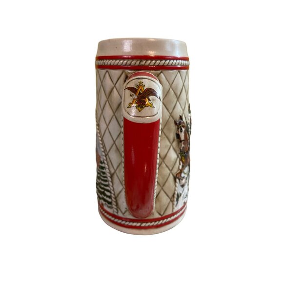1985 Budweiser Holiday Stein A Series Clydesdales Snow Mountains Vtg Ceramarte - Picture 3 of 5